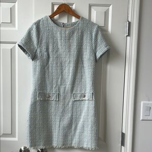 Elegant Blue Tweed Dress